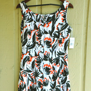 NWT Ronni Nicole WHT/BLK/CORAL DRESS